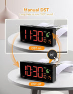 Netzu Alarm Clocks for Bedrooms, Digital Alarm Clock with Date Temperature and Weekday, Manual DST, Snooze, 2 Alarms, 4 Volumes for Living Room Home Bedside Desk