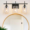 3 Lights Bathroom Vanity Light,Black Farmhouse Modern Wall Light Over Mirror.