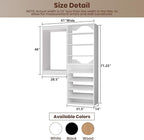 ROOMTEC Modular Closet System, 61" Wall Mounted Closet Organizer with Hanging Rods and Shoe Shelf, Wooden Tower for Walk-In Closets, Wardrobe Storage Kit, White