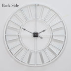 Distressed Metal Wall Clock 24 Inch, Industrial Vintage Roman Numerals, Weathered Iron Frame Farmhouse Office Cafe Decor