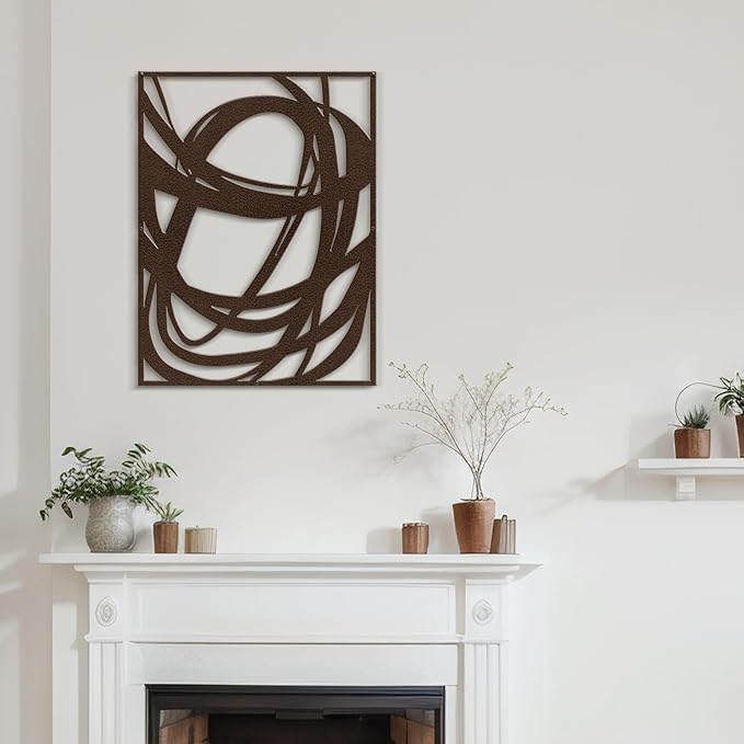 SIGNLEADER Metal Wall Art Decor Abstract Line Minimalist Modern Abstract Wall Sculpture Hangings Home Decoration for Living Room, Bedroom, Bathroom, Kitchen, Outdoor - 30" Bronze
