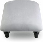 Small Foot Stool Ottoman with Stable Wood Legs Upholstered Footstool Padded Foot Rest Step Stool for High Beds Seat Chair Couch Sofa Patio Bedroom Living Room Office (5.9" H-Gray)