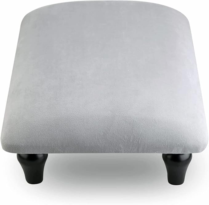 Small Foot Stool Ottoman with Stable Wood Legs Upholstered Footstool Padded Foot Rest Step Stool for High Beds Seat Chair Couch Sofa Patio Bedroom Living Room Office (5.9" H-Gray)
