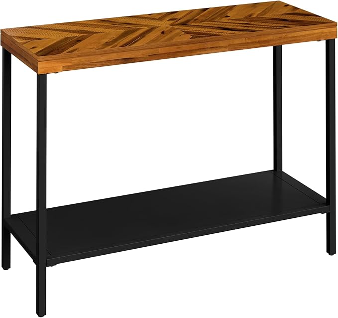 Bme Vivian Console Table, Solid Acacia Wood Entryway Table Without Drawer, Rustic Golden Brown Mid Century Modern Hallway Table, Sofa Table for Living Room or Foyer