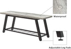 Grey Storage Bench Industrial Rustic Wooden and Metal Entryway Shoe Boots Storage Rack Long Bench Seat for Hallway Bedroom Rustic Farmhouse Style