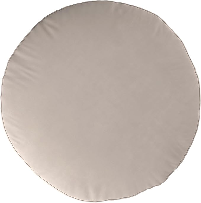 Howard Elliott Tall Round Pouf Ottoman Foot Rest With Cover, Round Stuffed Filled Foot Stool, Fluffy Comfortable Soft Seating for Living Room & Bedroom, 22 x 22 x 18 Inch, Bella Sand