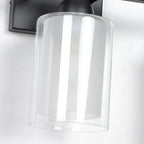 Matte Black Bathroom Vanity Light Over Mirror, 3 Light Bathroom Light Fixtures with Milk Glass and Clear Glass Shades, Modern Vanity Lighting Wall Mount