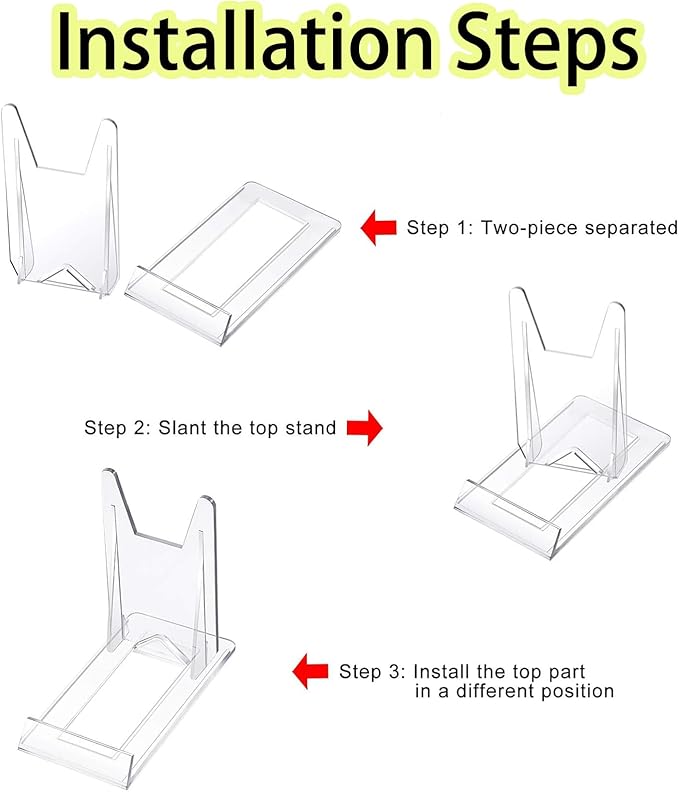 10 Pack Acrylic Book Stand for Display Adjustable Comic Book Holder Stand Portable Clear Easel for Displaying Picture, Sports Cards, Postcard, Magazine, Artworks