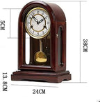 Wooden Pendulum Mantel Clock with Westminster Chimes Mechanical Table Clock for Living Room, Office, Home Decor, Brown
