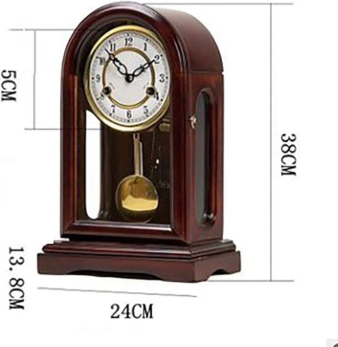 Wooden Pendulum Mantel Clock with Westminster Chimes Mechanical Table Clock for Living Room, Office, Home Decor, Brown