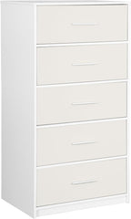 Modern 5-Drawer Dresser with Spacious Storage,Sturdy Wood Frame, and Large Capacity Drawers, Dressers for Bedroom, Home Organization Storage for Living Room or Hallway (White)