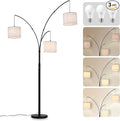 DLLT Modern Floor Lamp for Room: 3-Light Black Tree Dimmable Floor Lamps with White Shades for Living Room - Arc Standing Lamp for Bedroom - Tall Floor Lamp for Office Corner 3 LED Bulbs Included
