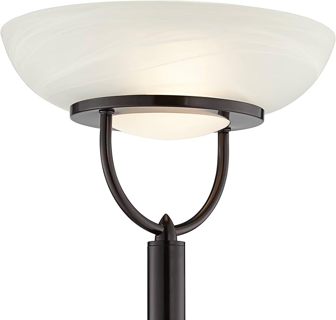 360 Lighting Modern Industrial Torchiere Floor Lamp 3-in-1 Design 70" Tall Tiger Bronze Brown Metal White Glass Dome Shade Decor for Living Room Reading House Bedroom Family Home Office