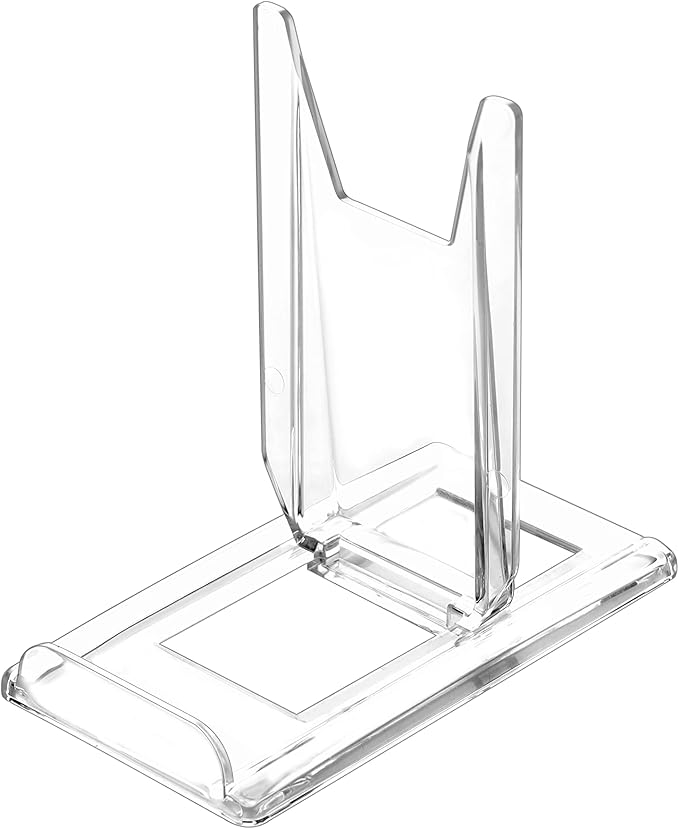 10 Pack Acrylic Book Stand for Display Adjustable Clear Display Holder Easel Collector Stand for Home Office Back to School Comic Album CD Magazine Postcard Artworks (4.2 x 4.3 x 2.35 Inch)