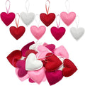 Felt Heart Ornament, 24Pcs Valentines Day Felt Heart Hanging Ornaments Red Pink Hearts Shaped Ornament Bulk for Valentine Day Wedding Anniversary Party Decorations