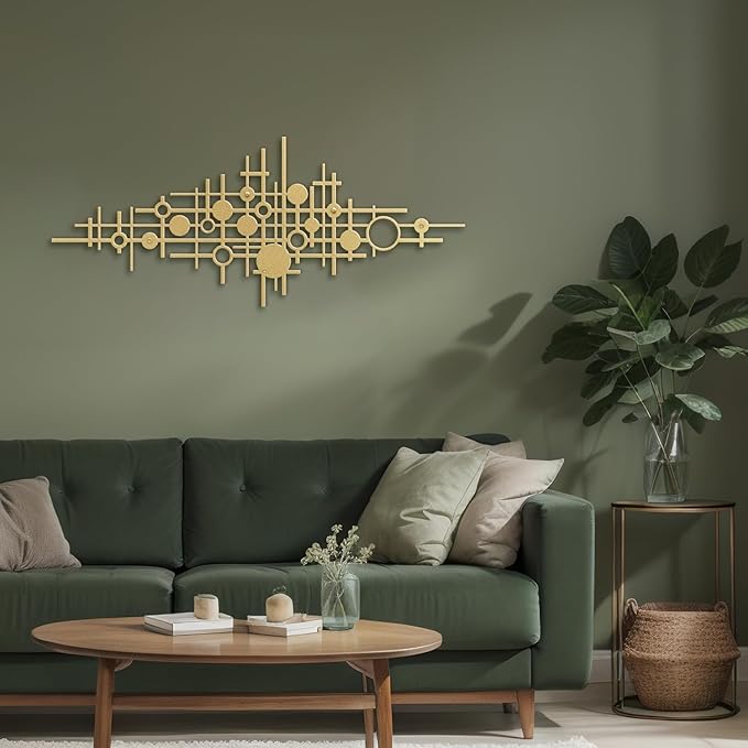 SIGNLEADER Metal Wall Art Decor Gold Circle Abstract Shapes Minimalist Modern Abstract Wall Sculpture Hangings Home Decoration for Living Room, Bedroom, Bathroom, Kitchen, Outdoor - 30" Gold