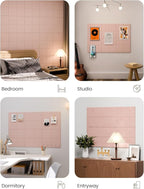 Fluxynara Large Felt Bulletin Board 36" x 24"Cork Board Alternative-6 Pack with 40 Safe Removable Adhesive Tabs, Cork Boards for Walls Cork Board for Home Office Classroom Pin Board-Pink