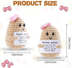 WASTIME Funny Knitted Wool Doll Toy with Positive Card - Creative Cute Mini Crochet Positive Potato Dolls Cheer Up Gift for Family Kids Friends Encouragement Decoration (Potato Girl & Pineapple)
