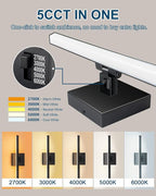 Bathroom Lights Over Mirror, 16 Inch 12W IP44 Black Modern Vanity Lights, 5CCT Adjustable (2700K–5000K), Dimmable Led Bathroom Light Fixtures, Dual-Sided, 180° Rotatable Angle, ETL