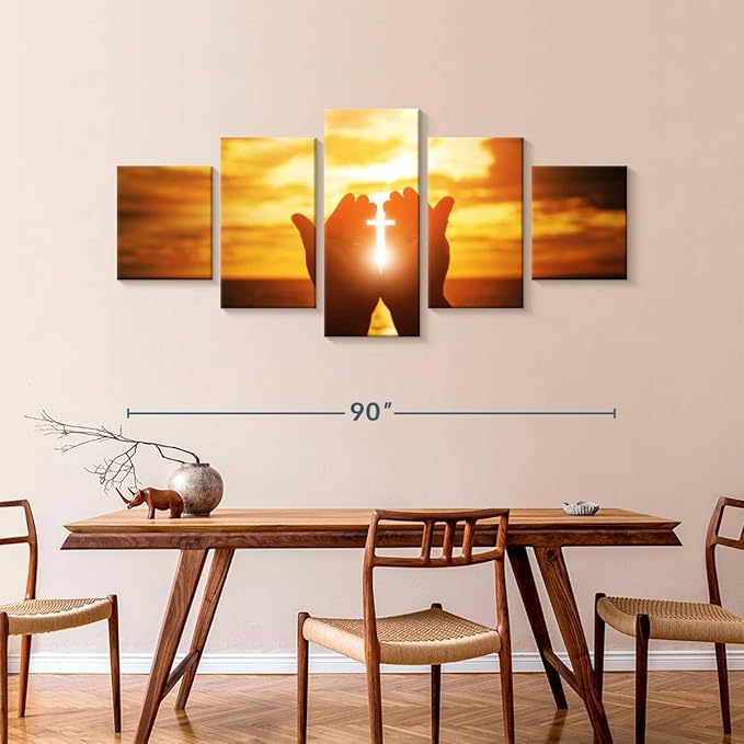 Elephant Stock Religion Wall Art Multi Piece Canvas - 5 Panel Christian Pictures Decor - Digital Design Canvas Print - Christian Wall Decor - 92" X 42"