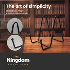 KINGDOM SOLUTIONS 4" 2-Pack Metal Stands Black – Book Stand – Sturdy Plate Holder for Art, Pictures, Books, Frames, and Decorative Displays