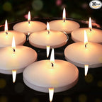 3 inch Floating Candles 30 Packs Ivory Floating Candle for Centerpieces 8-9 Hours Ivory White Floating Candles 3” Water Candles for Cylinder Vases, Pool, Wedding