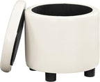 Designs4Comfort Round Accent Storage Ottoman with Reversible Tray Lid