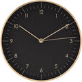 LUUK LIFESTYLE Modern Wall Clock with Silent Movement and no Ticking, Scandinavian Design, Gift idea, Decoration for Living Room, Kitchen, Hallway, in Black & Gold