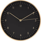 LUUK LIFESTYLE Modern Wall Clock with Silent Movement and no Ticking, Scandinavian Design, Gift idea, Decoration for Living Room, Kitchen, Hallway, in Black & Gold