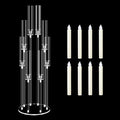 8 Arms Acrylic Candelabra Centerpieces for Wedding Table Decorations,38.5'' Tall Clear Candlesticks Holder with Acrylic Shade for Valentine's Day Dinner Party Fireplace Gift,with LED Candles