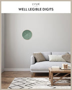 LUUK LIFESTYLE Silent Wall Clock with Quartz Movement, Modern and Minimalist Design, Deco for Kitchen, Living Room, Gift idea, Dark Green and Gold