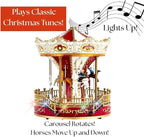 allgala Christmas Carousel Crafted Polyresin Like Christmas Village House Collectable Figurine with USB and Battery Dual Power Source-Carousel-XH93422
