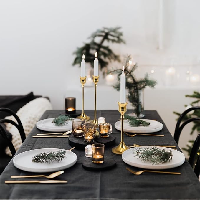 Candlestick Holders, Taper Candle Holders Brass Gold Candlestick Holder Candle Stick Holders kit Classic Decorative Candle Stick for Christmas, Fireplace Wedding Party Dinner Tables Décor