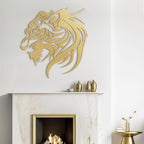 SIGNLEADER Metal Wall Art Decor Lion Minimalist Modern Abstract Wall Sculpture Hangings Home Decoration for Living Room, Bedroom, Bathroom, Kitchen, Outdoor - 30" Gold