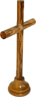 Holy Land Market Olive Wood Smooth Round Sticks Bethlehem Cross - Modern Style (Cross, 7.5 Inches)