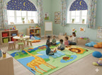 Animal Classroom Rug for Preschool, 106W x 145L inches, Safari Theme, Non-Slip Backing, Educational Kids Area Rug, Multicolor (270x370)