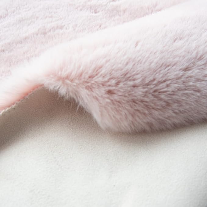 Pink Boho Round Rugs 8ft Large Fluffy Machine Washable Fuzzy Fur Area Rugs for Living Room Plush Circle Sheepskin Rugs for Bedroom Nursery Rug