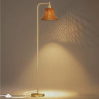 67" Modern Vintage Floor Lamp with Rattan Lampshade - Ideal for Living Room, Bedroom & Office - Heavy Base, Pedal Switch, Stable & Convenient Lighting Solution(Include E26 Bulb)