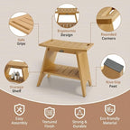 Shower Stool for Inside Shower, Shower Benches for Shaving Legs, 500lbs Shower Chair With Space-Efficient Storage Shelf, Waterproof Shower Seat for Spa Bathroom, Indoor or Outdoor 18”x17” (Teak Style)