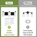 Bathroom Vanity Light Fixtures,3-Light Matte Black Bathroom Lighting Fixtures Over Mirror with Milk White Glass Shades Modern Farmhouse Vanity Lights Wall Sconces