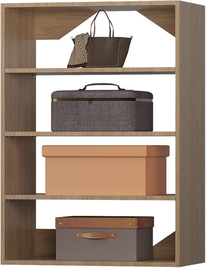ROOMTEC 19.5" Shelf Short Tower Closet Unit, Modular Closet System with Shelf, Wardrobe Organizer for Bedroom or Walk-in Closet, Wall Mounted, Customizable Clothes Storage Unit, Wood