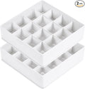 Joyoldelf Sock Drawer Organizer Divider, 16-Cell Underwear Organizers and Storage Fabric Drawer Organizer for Socks, Lingerie, Handkerchiefs, Ties Black, 2 Packs (White)