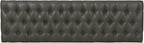 HomePop Upholstered Button Tufted Decorative Bench with Metal Base, Gray Faux Leather