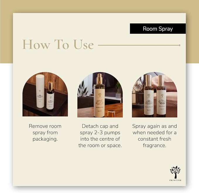 PRISTINE Japanese Ryokan/Inspired by Shang Hotel Linen & Room Spray Air Freshener, Made With Essential Oils, Fragrance room spray with Lavender, Lily, Sandalwood Scent, 3.4oz Pillow Spray