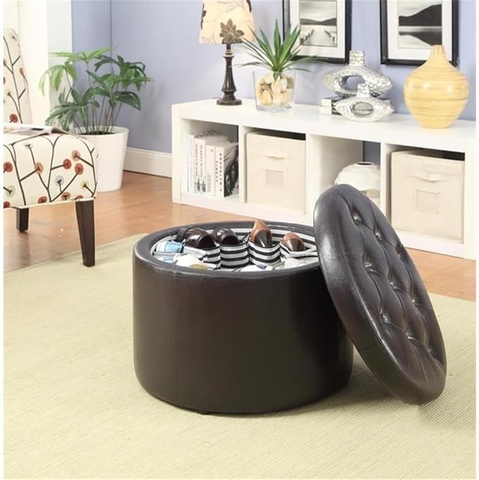 Convenience Concepts Designs4Comfort Round Shoe Ottoman, Espresso