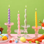 Nuanchu 4 Pcs 7.87 Inch Twisted Taper Candles Wax Unscented Smokeless Spiral Swirl Candlesticks for Wedding Holiday Dinner Party Home Decorations (Easter Color)