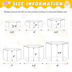 Leinuosen 6 Pcs Large Buffet Risers, 5.5 to 8 Inch Catering Dessert Table Risers Food Decorative Stands with hollow bottom for Catering Supplies, Party(Clear, Hexagonal)