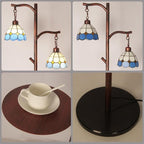 beaysyty Tiffany Style Stained Glass Retro Floor Lamp with Tray,Dimmable Floor Lamps, Custom Color Temperature Standing Lamp for Living Room and Bedroom, Painted Dark Red