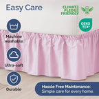 Wrap Around Dust Ruffle Bed Skirt - Light Pink - for King Size Beds with 15 Inch Drop - Elastic Strap - Adjustable Pleated Bedskirt with Brushed Fabric and Wrinkle Free - for Women, Men, Kids & Teens
