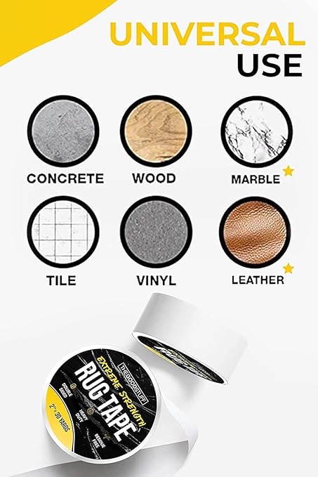 Heavy Duty Double Sided Rug Tape [2"x50yd] Rug Pad Gripper for Hardwood Floors, Vinyl, Area Rugs, Tiles, and Concrete, Two Sided Tape Heavy Duty Carpet Tape, Strong Double Sided Carpet Tape